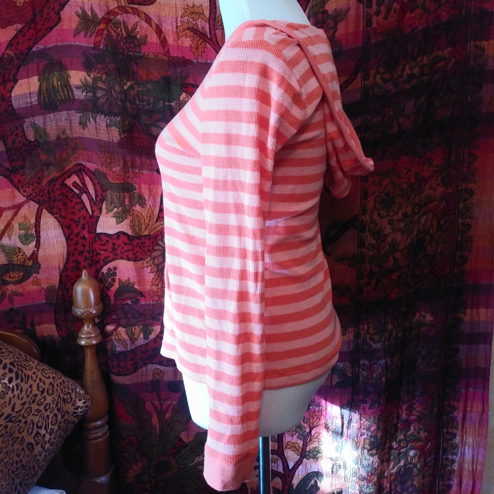 Talbots striped long sleeved hooded shirt